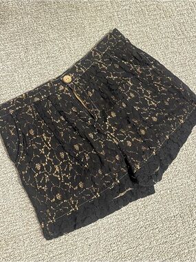 Black Lace Overlay Women's Shorts